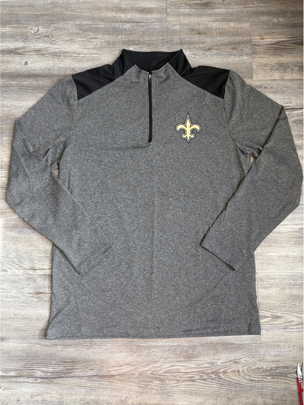New Orleans Saints NFL Men's Gray Quarter-Zip Pullover Jacket, Size Medium, 100%